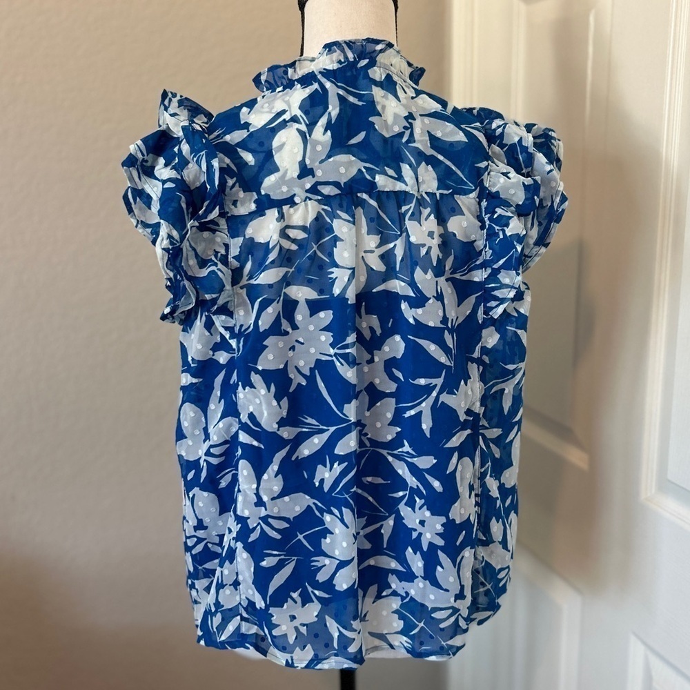 Nanette Lepore Floral Blouse 2 Piece Strong Blue Size L Polyester - Picture 5 of 14